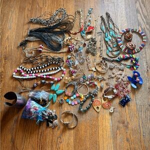 Mixed Women’s Costume Jewelry Lot - Turquoise, Pink, Gold, Blue Accents